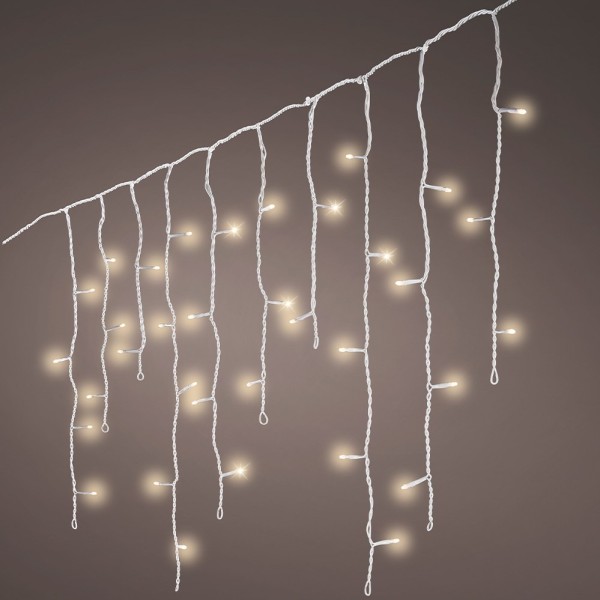Cortina multifunción, exterior, con carámbanos, blanco cálido, cable blanco, 5 m
